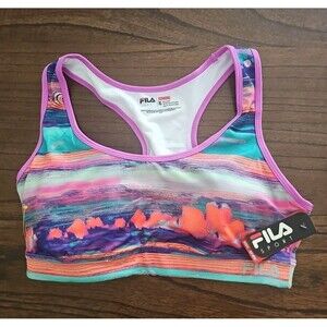 FILA sports Bra High Impact Hotstripe Neon NWT Women's Size XL